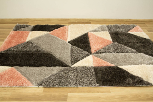 Dywan Shaggy California P477A antracyt/d.pow Trójkaty Krem Szary Róż