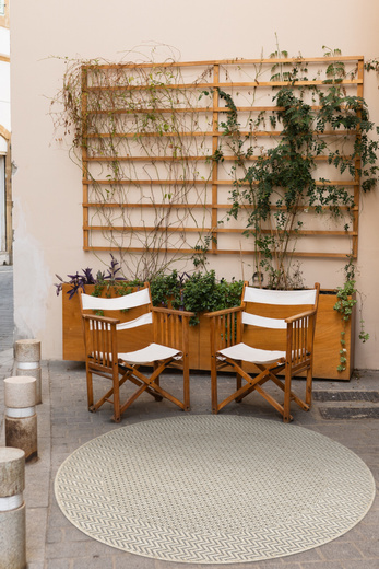 Okrągły Dywan Sznurkowy Jeans 19242/P01 Koło Beż Krem Jodełka