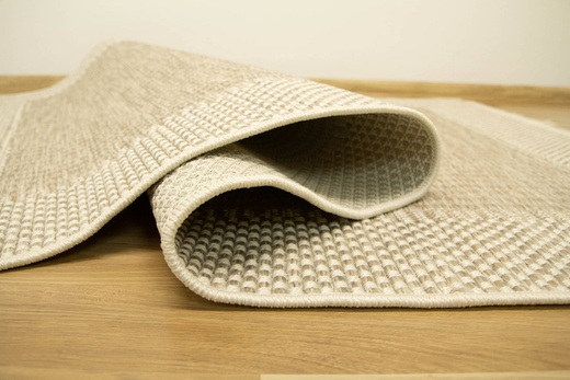 Dywan Sznurkowy Oria 88013/YV7-J Beż Krem Szary Ramka Gruby Splot z frędzlami