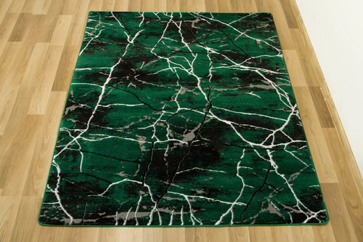 Dywan Diamond K8716Z Green Butelkowa Zieleń Srebrny Marmur
