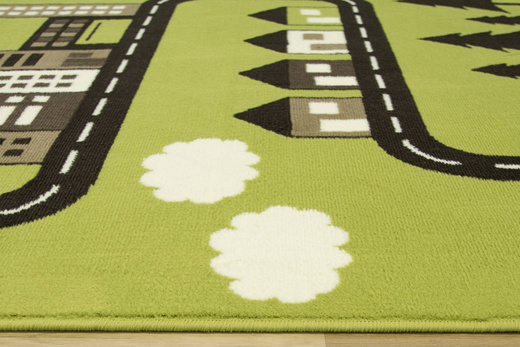 Dywan Kids 534451/67955 lime Zielony Brąz Krem Ulice Domki