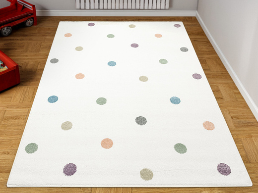 Wykładzina Dziecięca Lima C275A cream/lila Krem Kropki szerokość 4 m
