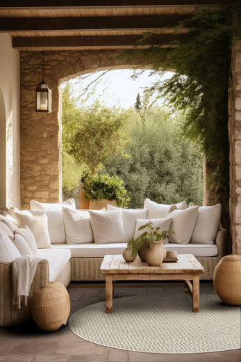 Okrągły Dywan Sznurkowy Jeans 19242/P01 Koło Beż Krem Jodełka