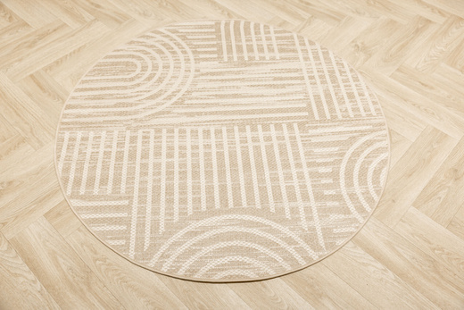 Okrągły Dywan Sznurkowy Haga 03606E cream/vizon Krem Beż Geometria Outdoor