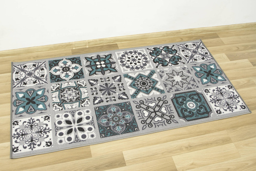 Antypoślizgowy Dywan Patchwork Turkus