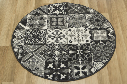 Okrągły Dywan Luna 503754/89922 Patchwork Szary