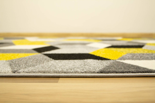 Dywan Sumatra szary żółty E219 grey/yellow Szary Żółty Krem Romby Cubes