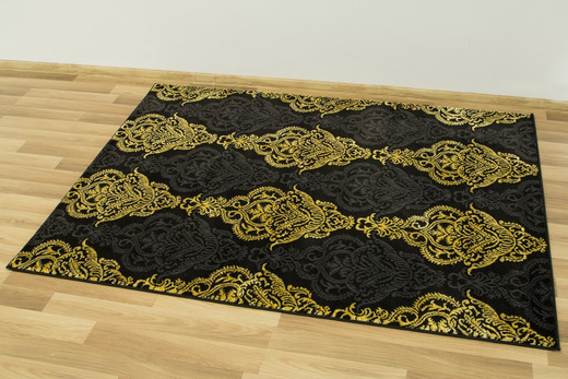 Dywan FESTIVAL 2746A yellow/black Czarny Złoty Ornament