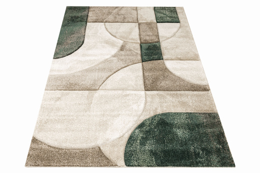 Dywan Kandy N412A l.beige/emeral Butelkowa Zieleń Beż Fryz