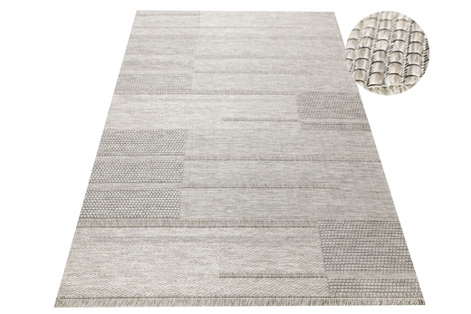 Dywan Sznurkowy Oria 82VH7-Y Beż Szary Prostokąty Gruby Splot