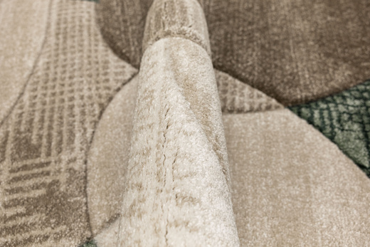 Dywan Kandy N390A d.beige/emeral Butelkowa Zieleń Beż Elipsy Fryz