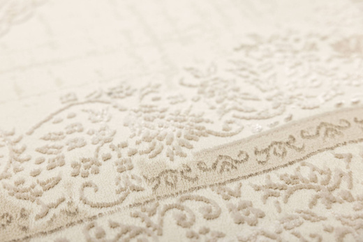 Lśniący Dywan Allora Plus F344A Ceam/Silver Krem Srebrny Kaszmir Ornament