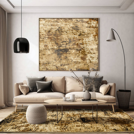 Dywan Super Rose 9187A Gold/Beige Beż Czarny Przecierany