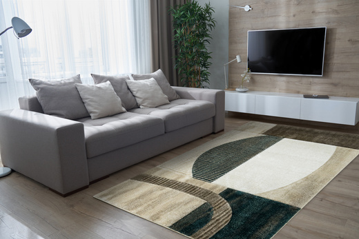 Dywan Kandy N372A l.beige/emeral Butelkowa zieleń Beż Fryz