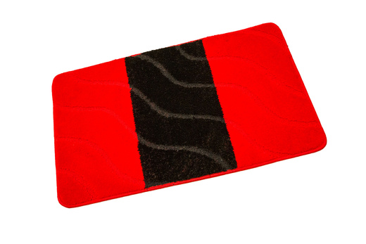 Komplet 3-częściowy Łazienkowy Fiori Red Czerwony Czarny Pasy Fale
