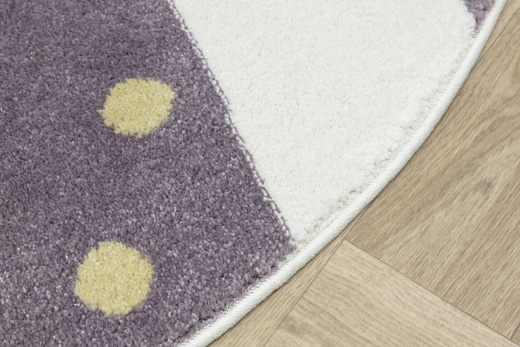 Dywan Półokrągły Dziecięcy Lima M044A cream/lila Fiolet Krem Zloty Paski