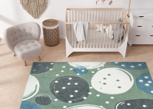 Dywan Dziecięcy Lima M040A green/cream Zielony Kremowy Kamyki Kropeczki