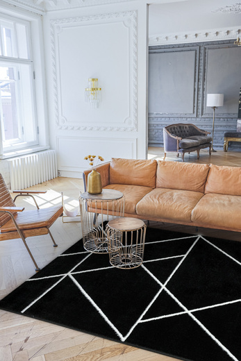 Dywan Lima C877B black/white Czarny Krem Trójkąty