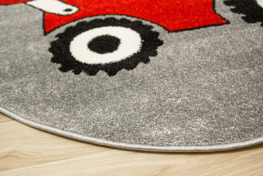 Okrągły Dywan Lima G753A l.grey/l.red Traktor Czerwony Szary