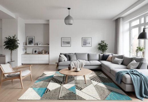 Dywan Amelia A632A grey/turquoise Szary Turkusowy Linie Paski Kreski