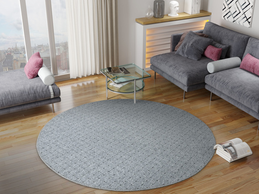 Okrągły Dywan Pętelkowy Zembla 73 Szary Grafit Kratka