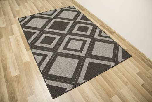 Dywan Dwustronny Sznurkowy Brussels 205386/11010 n.silver Antracyt Szary Romby Outdoor