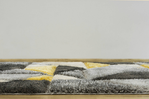 Dywan Shaggy California P477A anthracite/yel Trójkaty Krem Szary Żółty