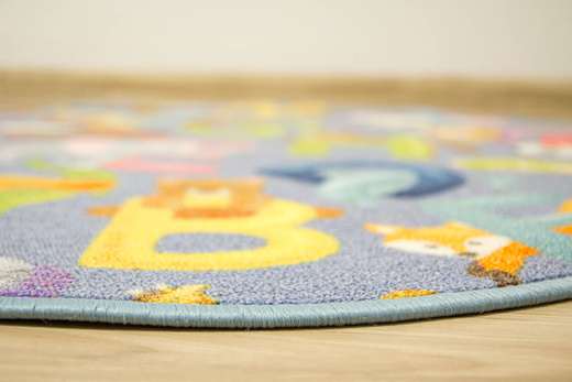 Okrągły Kolorowy Dywan Dziecięcy Alfabet 19 Grey