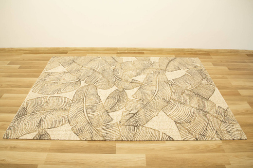 Wełniany Dywan Tempo Natural-B Feath Krem Beż Liście