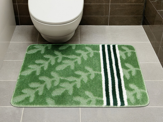 Dywanik Łazienkowy Natel Green Zielony Paski Listki