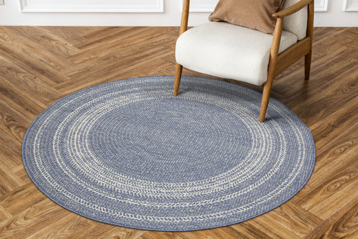 Okrągły Dwustronny Dywan Sznurkowy Brussels 205670/10310 ocean Ocean Niebieski Krem Outdoor