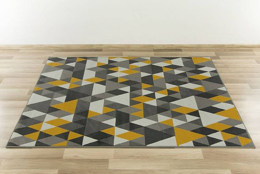 Dywan Luna 503834/89915 grey musztardowe trójkąty