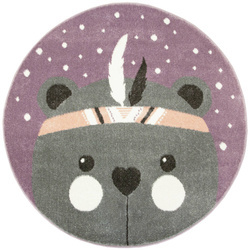 Okrągły Dywan Lima E179A lila/l.grey Miś Indianin Fiolet