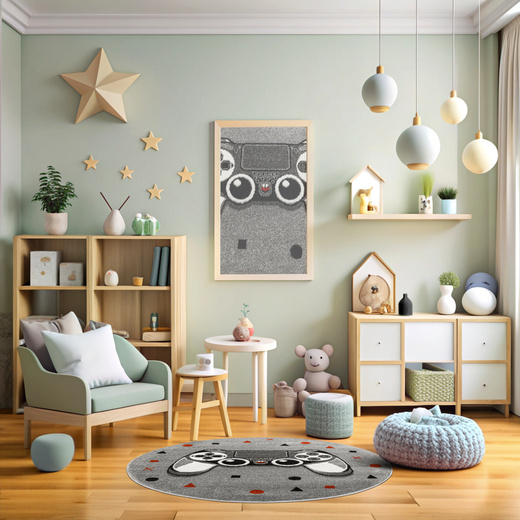 Okrągły Dywan Lima G928A l.grey/d.grey Gamepad Szary