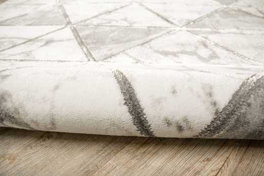 Dywan Felix 9711A white/m.grey Lśniący Marmur Szary Krem Srebrny Romby