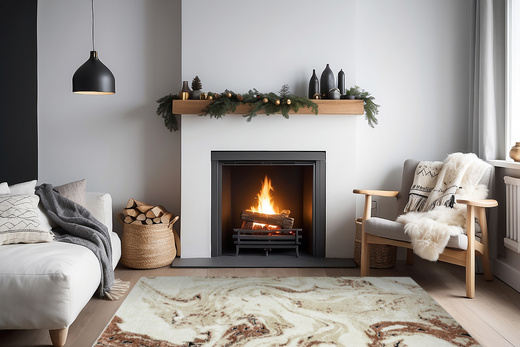 Dywan Bosa K421A cream/somon Kremowy Miedziany Marmur