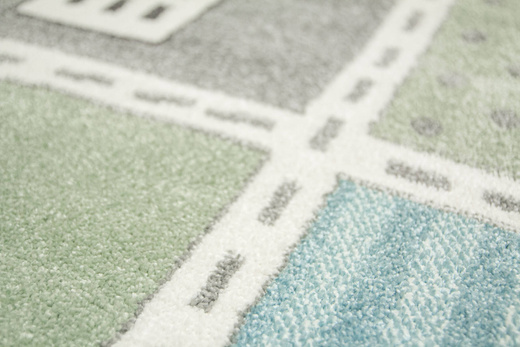 Wykładzina Dziecięca Lima C262A l.grey/green Uliczki Pastelowy Turkus Miętowy szerokość 4 m