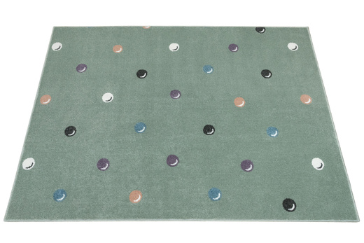 Dywan Dziecięcy C275b green/cream Zieleń Kropki Bańki