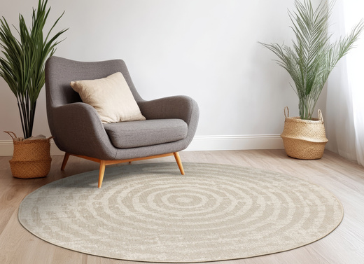 Okrągły Dywan Sznurkowy Haga 04787A vizon/cream Beż Krem Okręgi Outdoor