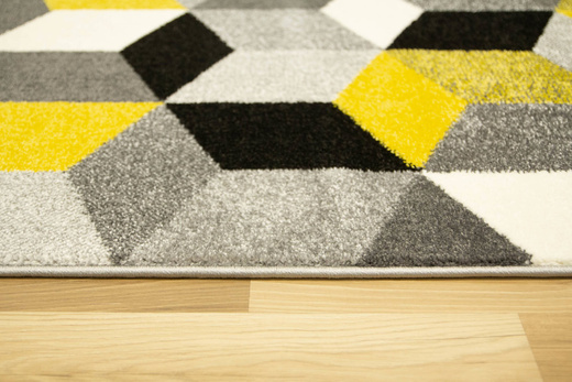 Dywan Sumatra szary żółty E219 grey/yellow Szary Żółty Krem Romby Cubes