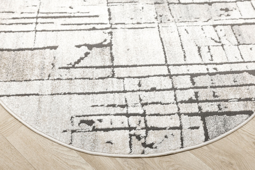 Dywan Okrągły Matara P157A l.grey/sp.antr Beż Szary Kwadraty