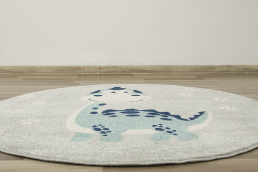 Okrągły Dywan EMILY KIDS 5860C turkus/l.gri Dinozaur
