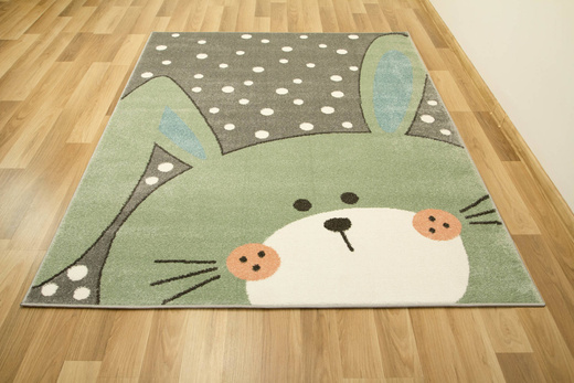 Dywan Dziecięcy Lima 1316C l.grey/green Szary Oliwkowy Króliczek