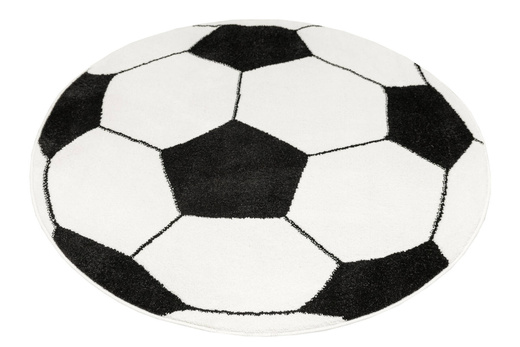 Okrągły Dywan Lima G758B white/black Piłka Football Biały Czarny