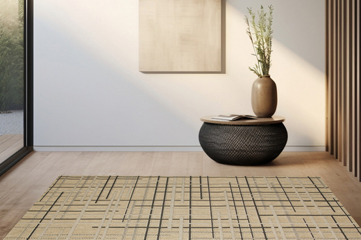 Dywan Sznurkowy Antypoślizgowy Flex 19507/P01 Beż Grafitowy w Kreski Paski