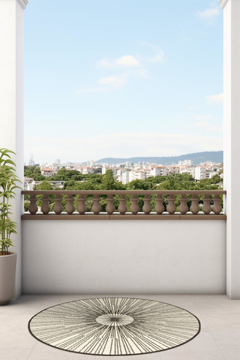 Okrągły Dwustronny Dywan Sznurkowy Brussels 205634/10110 Night Antracyt Krem Outdoor