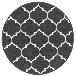 Antypoślizgowy dywan okrągły clover grafitowy kremowy koniczyna marokańska