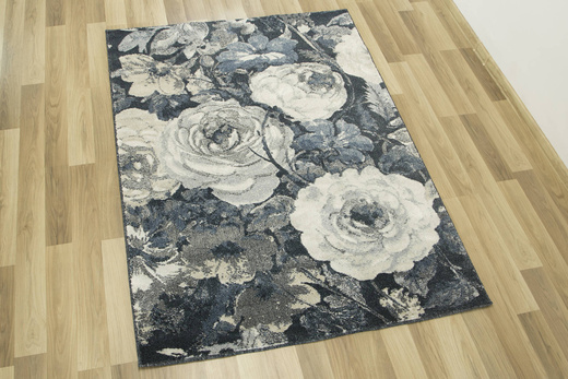 Dywan WORLD 78316/892 Kwiaty Niebieski Beż Krem