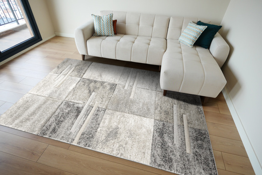 Dywan Daisy Carving 7428B m.grey/l.bej Krem Beż Szary Prostokąty