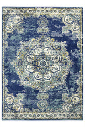 Dywan Victoria 2937D d.blue/blue Ornament Medalion Niebieski Turkus Żółty